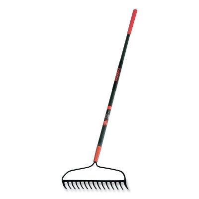 Bow Rake, 16 in W, Steel, 15 Tines, 60 in L Fiberglass Handle