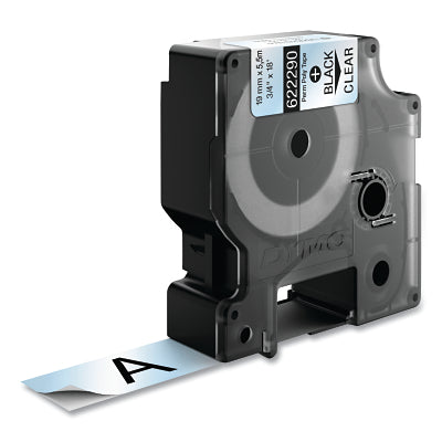 Industrial Rhino Permanent Polyester Label Cartridge, 3/4 in W x 18 ft L, Black Print on Clear Background