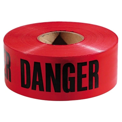 Safety Barricade Tape, 3 in x 1,000 ft, Danger, Red