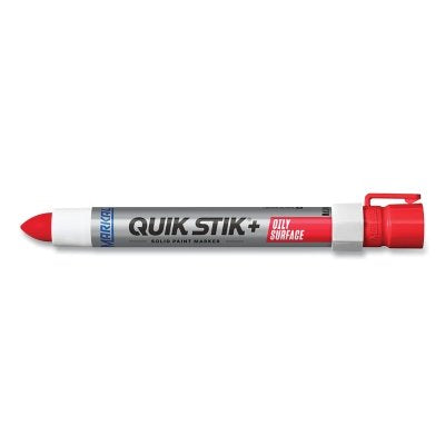 Quik Stik+ Oily Surface Solid Paint Marker, 1/2 in dia, 6 in L, Red