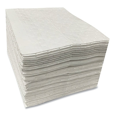 Oil Only Sorbent Pads, 18 in L x 16 in W, Heavy, White