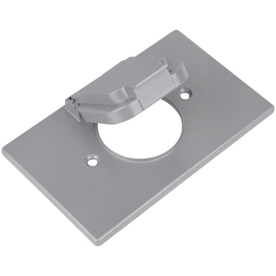 Red-Dot Weatherproof Cover, Die-Cast Aluminum, Lift Lid, Silver, 1-Gang, Device Mount, (1) 1.485 in. Dia. Opening, Horizontal