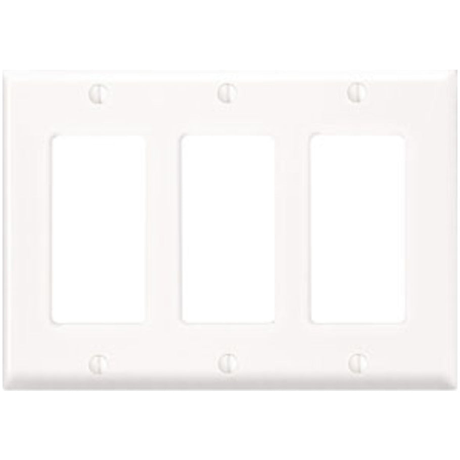 Decora/GFCI Device Wall Plate, Device Mount, Thermoset, 3-Gang, White