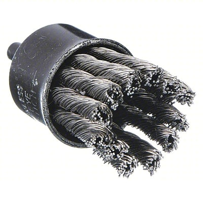 End Brush, XP, Stainless Knot Wire, 1 in dia, 1/4 in Arbor, 20000 RPM