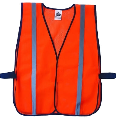 GloWear Safety Vest, 8020HL, Non-Certified, 1 in Reflective Strip, Hook and Loop, One Size, Orange