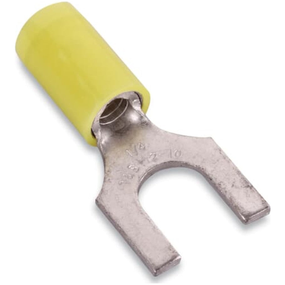 Sta-Kon RC Series Nylon-Insulated Fork Terminal, 12-10 AWG,  6, Yellow
