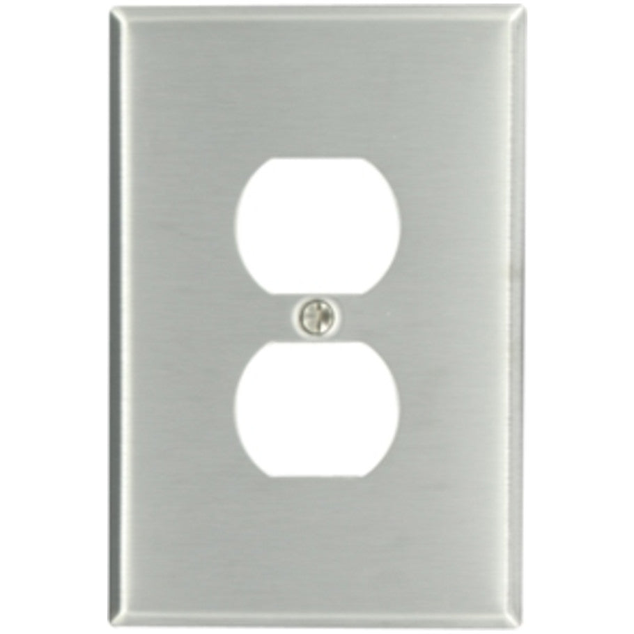 1 Gang Duplex Receptacle Oversized Stainless Steel Wall Plate