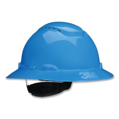 3M H-803SFV-UV SecureFit Pressure Diffusion Ratchet Suspension w/UVicator Hard Hats and Caps, Full Brim, Vented, Blue