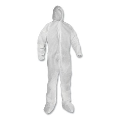 KGA20 Lightweight Coverall, Hood and Boot, Zip Front, Elastic Wrists and Ankles, White, 2X-Large
