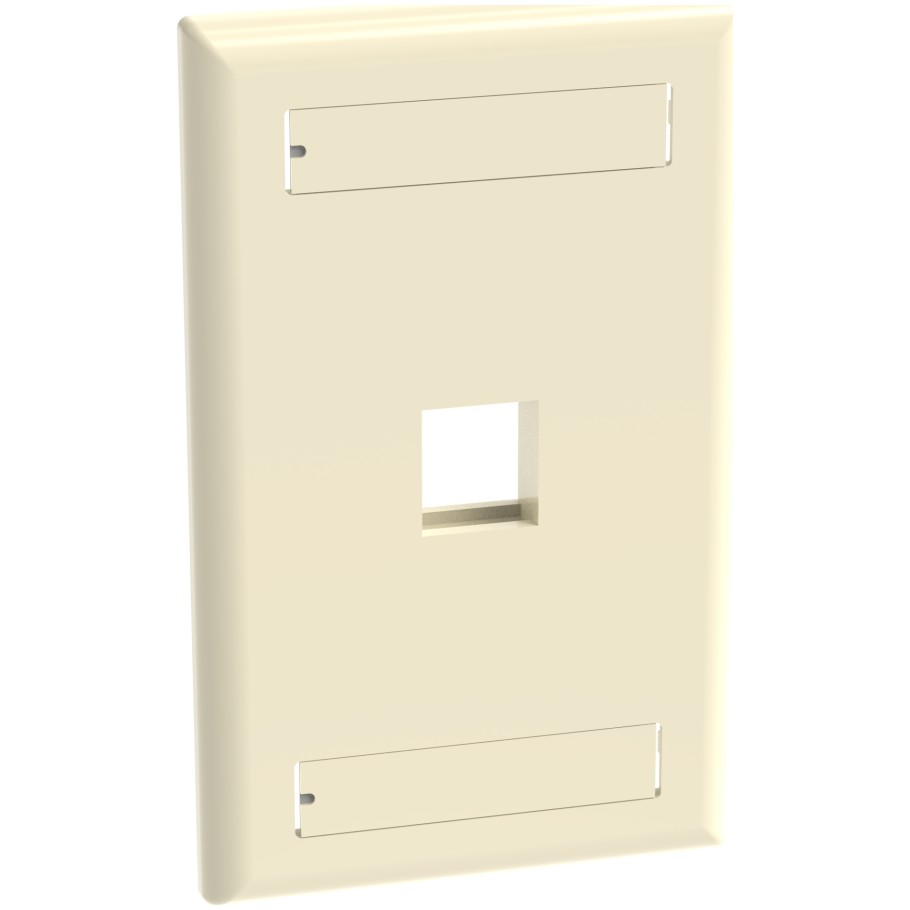NetKey 1-Gang, Flush Mount Vertical Faceplate, 1-Port, Includes Label and label Covers. Electric Ivory