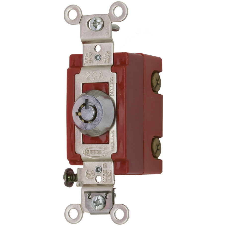 HBL 20A 120/277V Extra Heavy Duty Industrial AC Barrel Key Locking Switch With Chrome Operator