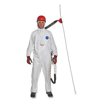 Tyvek 500 HP Coverall, Harness Protection, 4 D-Ring Sleeves, Pin Lock Slider Zipper Pull, 2X-Large, White