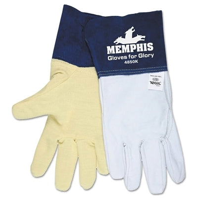 Blue Beast Leather Welding Gloves, With CutPro, X-Large, Blue/White, 4.5 in cuff