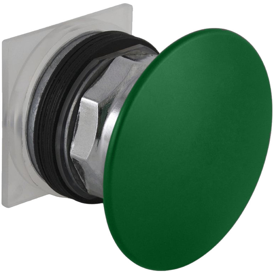 Head for push button, Harmony 9001K, metal, metal mushroom 60mm, green, 30mm, spring return