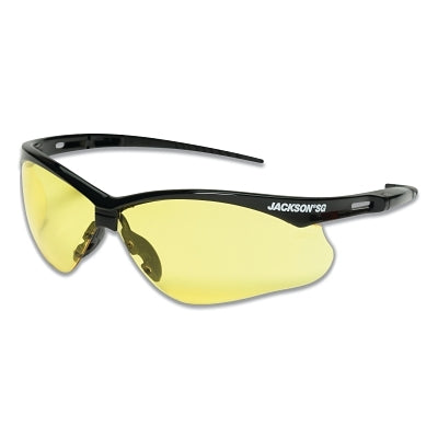 SG Series Safety Glasses, Amber Poly Lens, Sta-Clear Anti-Fog, Black Poly Half-Frame