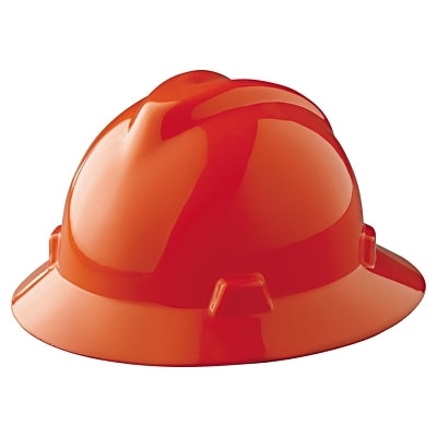 V-Gard Protective Hat, Staz-On, Full-Brim Hat, Slotted, Orange