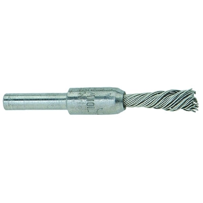 Singletwist Knot End Brush, 1/4 in dia, 0.006 in Stainless Steel Wire, 20,000 RPM