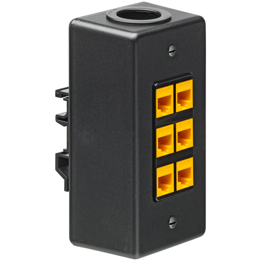 QuickPort 6-Port DIN, Rail Mount Box, Black