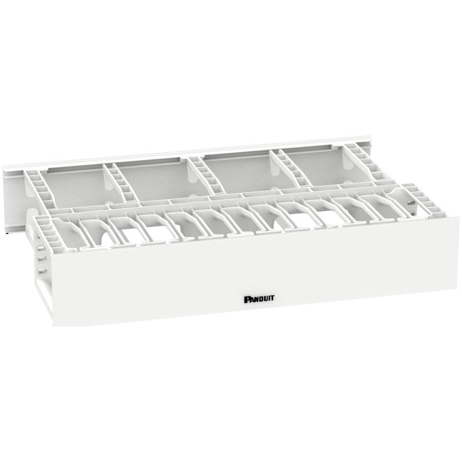 NetManager High-Capacity Cable Manager, Double-Sided, Horizontal, 3.5 H x 19 W x 13.1 in. D, White