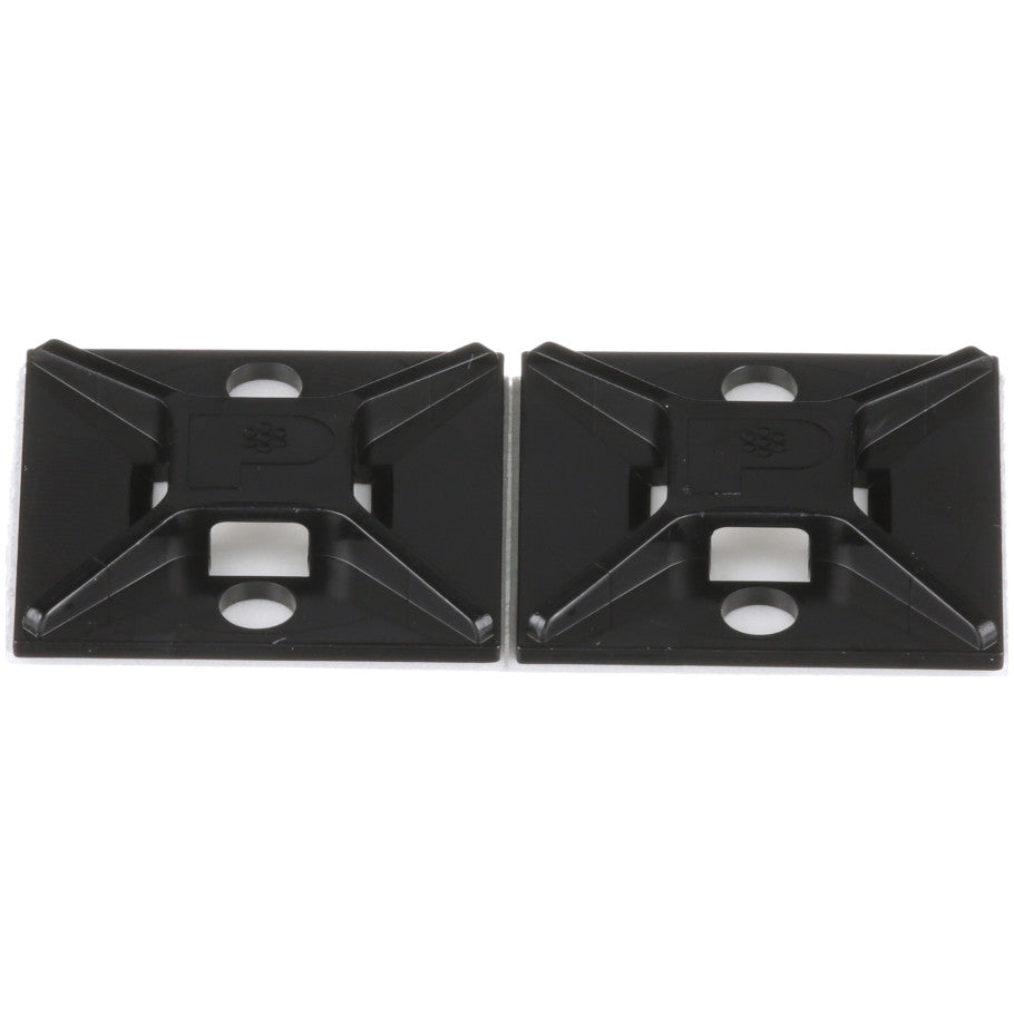 ABS Cable Tie Mount With Rubber Adhesive, 4-Way, 1.00 L x 1.00 in. W, UV Black, Pack of 100