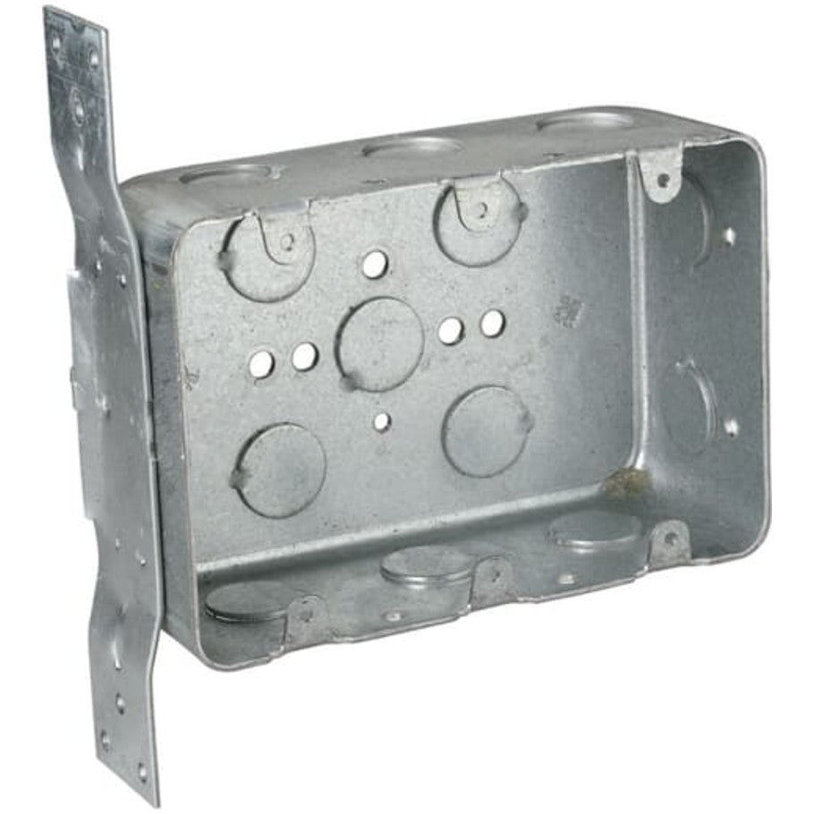 Steel City Device Box, Steel, Drawn, 2-1/8 in. D, 3-Gang, (10) 1/2 in. Side KO, CV-Bracket