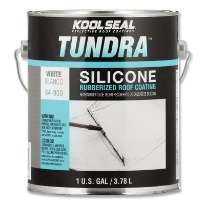 Tundra Silicone Rubberized Roof Coating, 5 gal, Pail, White