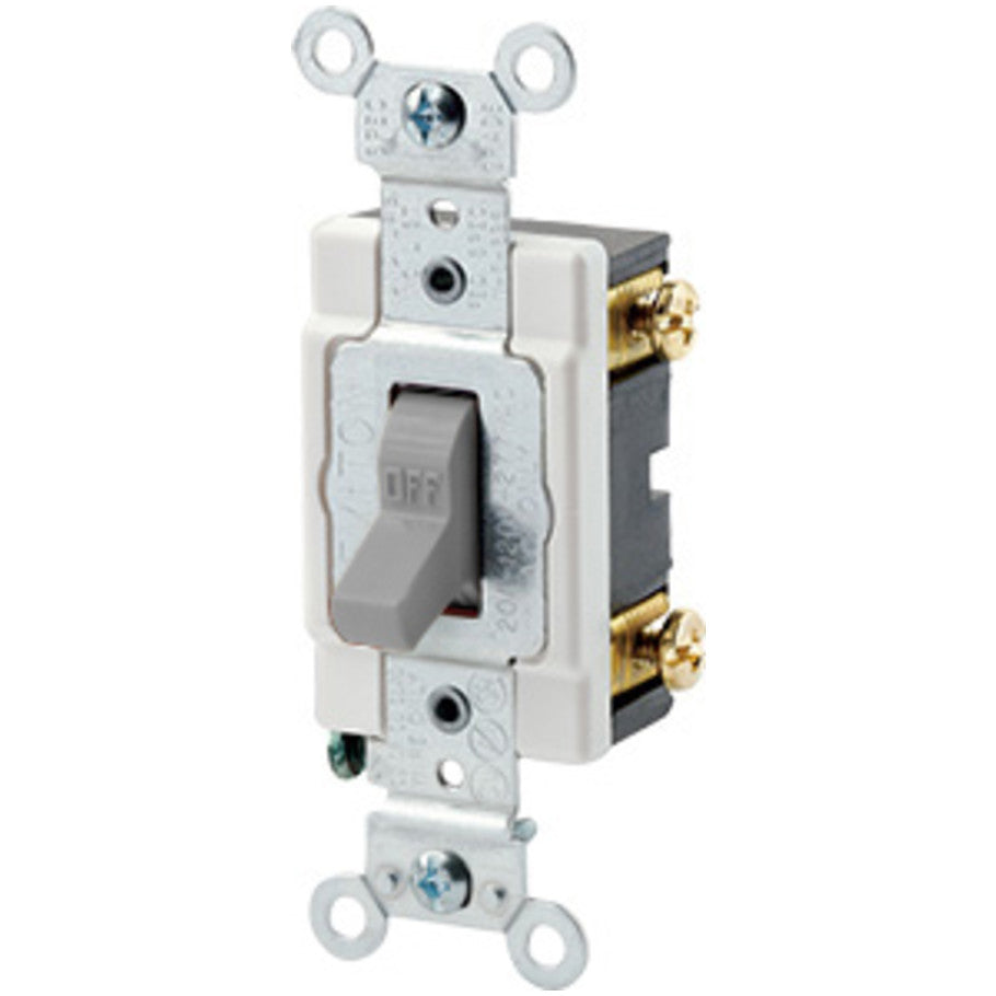 20-Amp, 120/277-Volt, Toggle Single-Pole AC Quiet Switch, Heavy Duty Spec Grade, Grounding, Gray