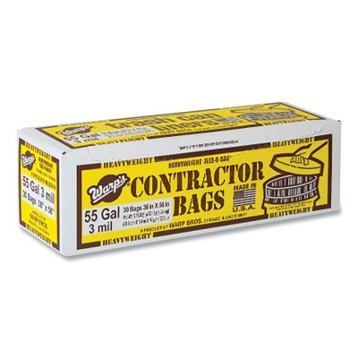 FLEX-O-BAG Trash Can Liners and Contractor Bags, 55 gal, 3 mil, 36 in X 56 in, Black, Extra HD Contractor Bag
