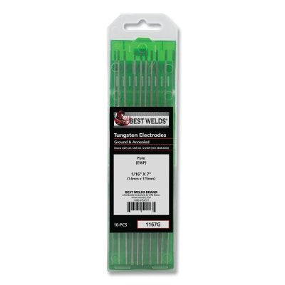 Pure Ground Tungsten Electrode, 1/16 in x 7 in, 10 PK