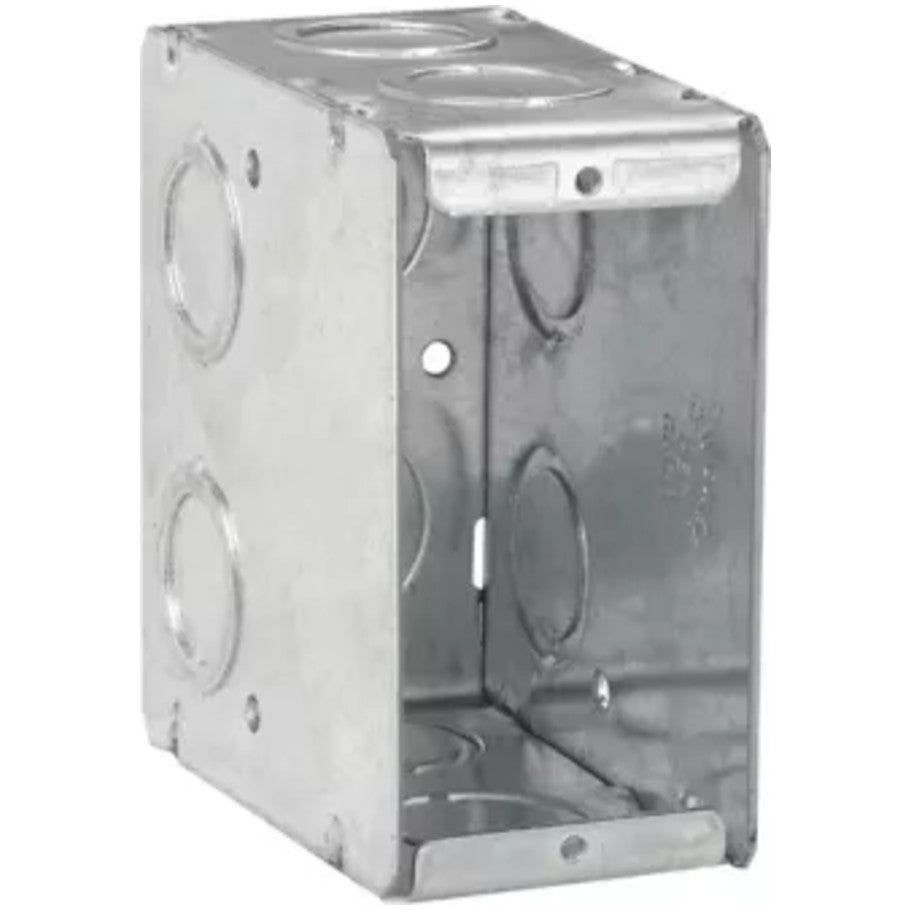 Masonry Box, Steel, 1-Gang, 3-1/2 in. D, (8) 1/2 3/4 in. C Side Knockouts, (2) 1/2 3/4 in. C Knockouts