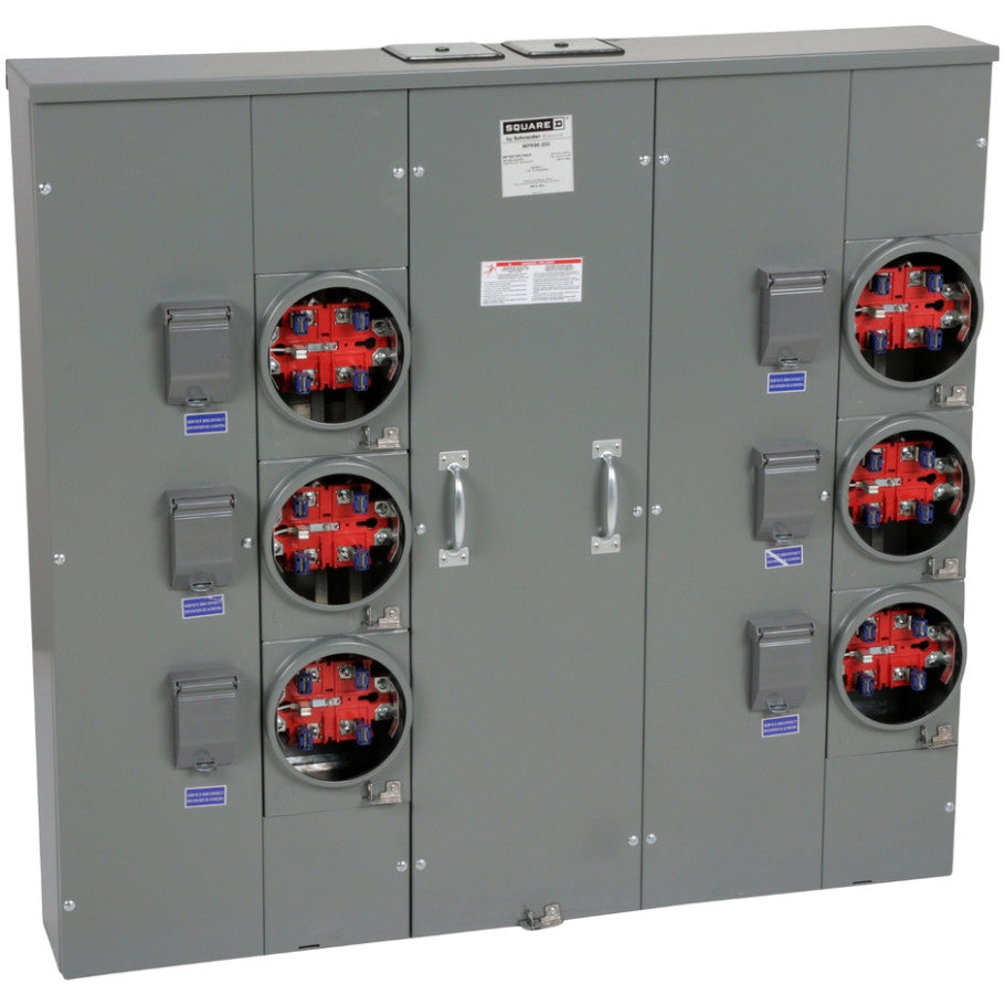 Meter Pak MP Meter Center, Ringless Type, 200A, No Bypass, Compatible with QOM2 Circuit Breakers