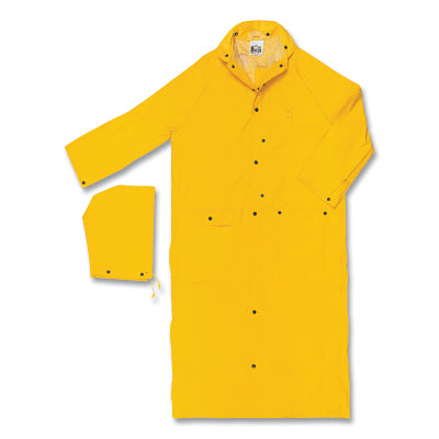 260C Classic Plus Series 2-Pc Yellow Ankle-Length Raincoat, Detachable Hood, 0.35 mm, PVC/Polyester, X-Large