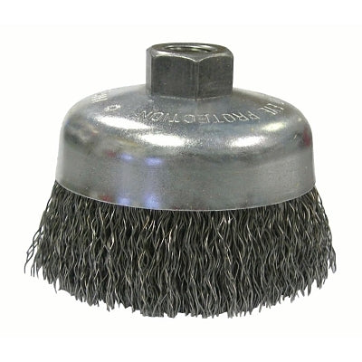Vortec Pro Crimped Wire Cup Brush, 6" Dia, 5/8-11 Arbor, 0.02" Steel, Display