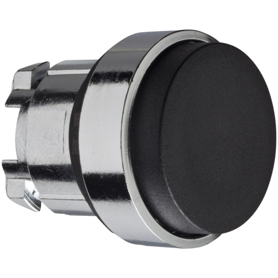 Head for non illuminated push button, Harmony XB4, metal, projecting, black, 22mm, spring return, unmarked