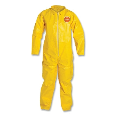 Tychem 2000 Coverall, Serged Seams, Collar, Zipper Front, Open Wrists and Ankles, Storm Flap, Yellow, X-Large