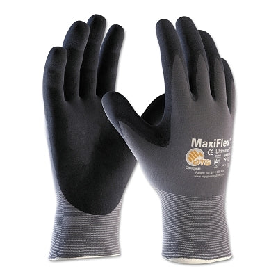 MaxiFlex Ultimate Nitrile Coated Micro-Foam Grip Gloves, X-Large, Black/Gray, Coated Palm and Fingers