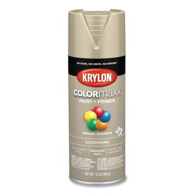 COLORmaxx Paint + Primer Spray Paint, 12 oz, Khaki, Gloss