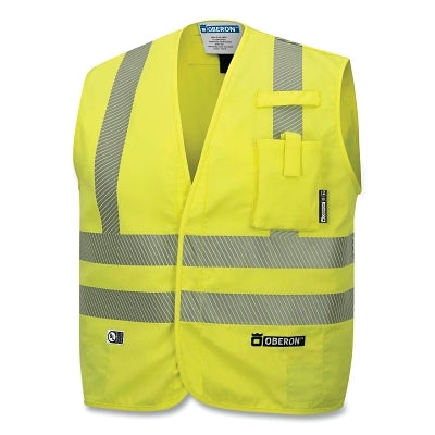 FR/Arc-Rated Safety Vest, Large, Hi-Vis Yellow/Silver