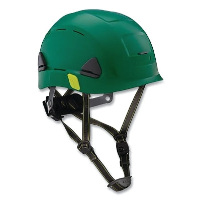 Fibre-Metal Climbing Style Safety Helmet, Type II, Dual Locking Rachet Suspension, Vented, Green