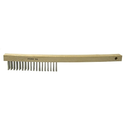 Economy Scratch Brushes, 4 X 18 Rows, Wire, Curved Hardwood Handle