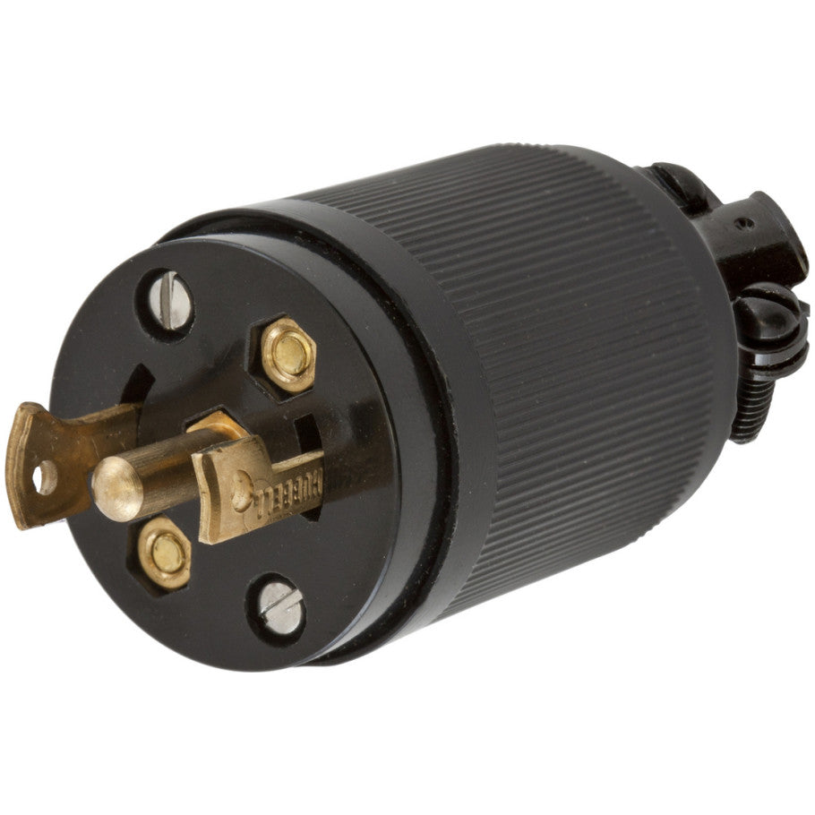 Midget Twist-Lock 15A 125/250V 3P3W Black Nylon Plug With Cord Grip and Multiple Drives Screws