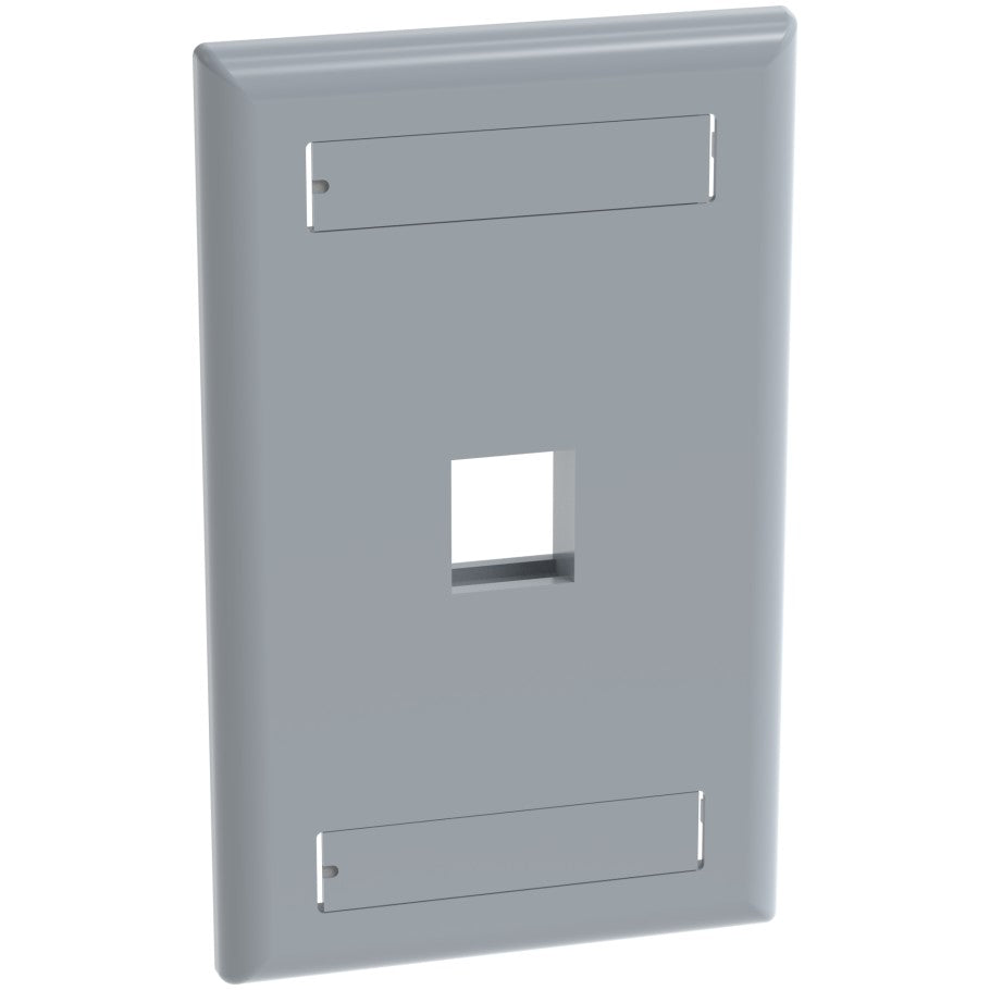 Faceplate, ABS, Flush Mount, 1 Port, Grey, 1 per Package, 10 per Package, 4.5 x 2.75 x 0.45 in., One Gang Bracket, Yes