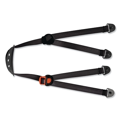 Hard Hat Chin Strap, 7.5 in W x 22.5 in L, Nylon, Clips, Black/Orange