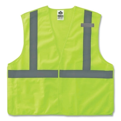 GloWear Safety Vest, 8215BA, Class 2, Type R, 2 in Reflective Tape, 1 Pocket, Breakaway Hook and Loop, Large/X-Large, Lime