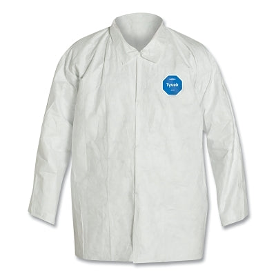 Tyvek 400 Front Snap Shirt with Collar and Open Wrists, Flashspun, White, Small