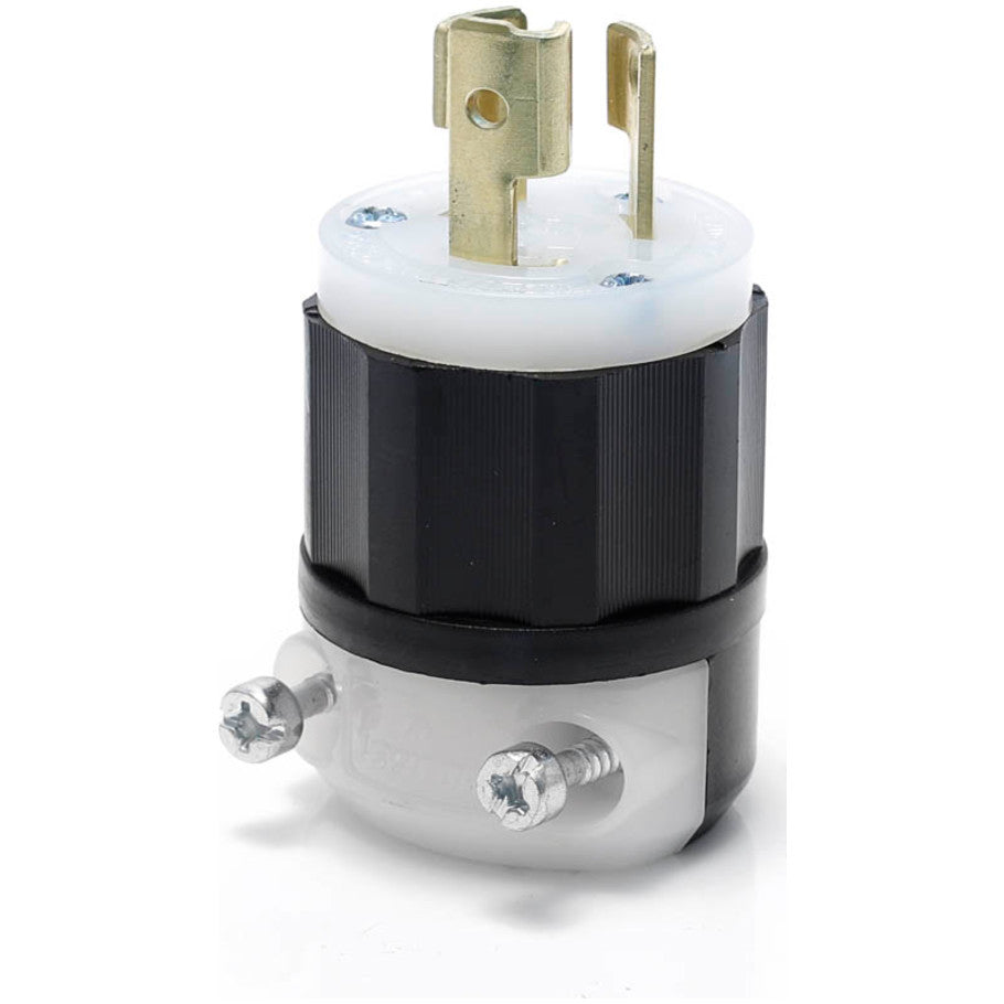 Leviton Black   White 15A 277V 2P3W Locking Plug, Black and White