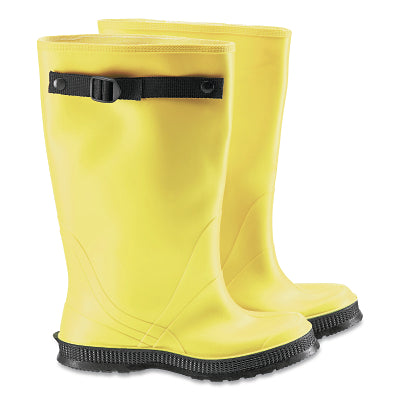 17 in Rubber Slicker Overboots, Plain Toe, Men's 12, Flex-O-Thane/PVC, Yellow/Black