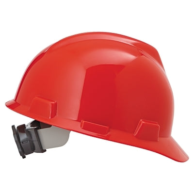 V-Gard Slotted Hard Hat Cap, Fas-Trac III Suspension, Red