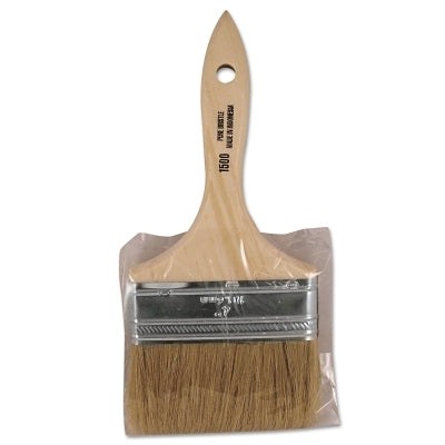 White Chinese Bristle Paint Brush, 5/8 in Thick x 4 in W, Wood Handle