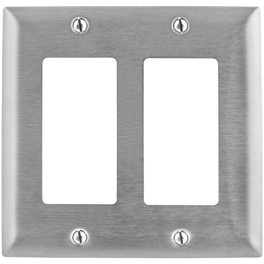 Metallic Wall Plate, 2-Gang, (2) GFCI Openings, 430 Stainless Steel